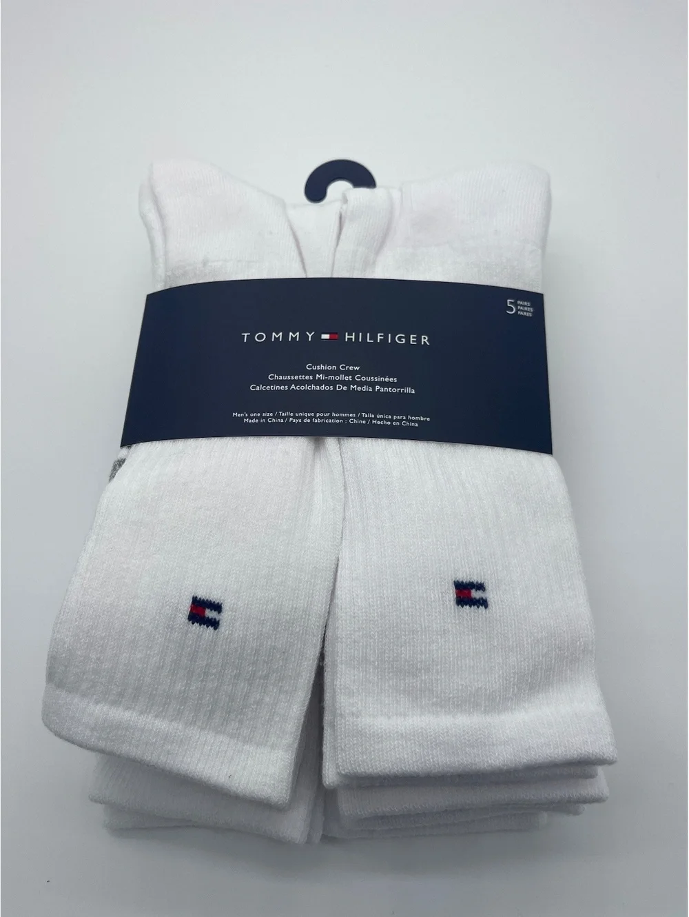 Tommy Hilfiger Cushion Crew Socks 5 Pairs White Men's Size One Size